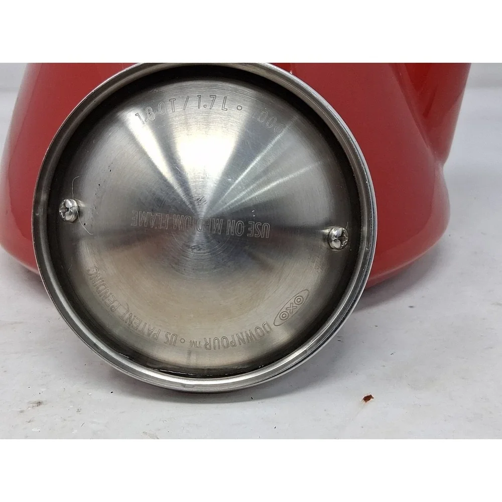 OXO Downpour Whistling Kettle 1.8 Qt Red Enamel Stainless Steel. O